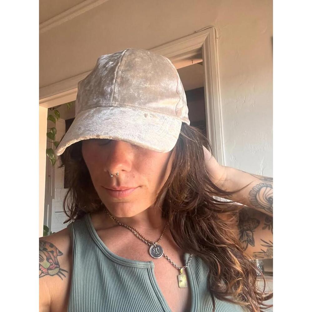 Velvet Light Beige Baseball Cap